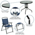 thumbnail image 5 of Emma + Oliver 6 Piece Navy Patio Garden Set with Umbrella Table and Set of 4 Folding Chairs, 226 lbs, Meatal, 5 of 13
