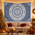 thumbnail image 3 of Blue and Cream Floral Mandala in Navy Blue, Serene Boho Bohemian Wall Art for Art Lovers, Bedroom Decor Housewarming Gift Tapestry Wall Hanging for Bedroom, Living Room and Dorm, 3 of 7