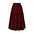 thumbnail image 6 of RUTAYY Bohemian Style Tiered Flared Midi Skirt For Women Flowing A-Line Skirt With Lightweight Fabric For Casual Wear And Beach Outings Solid Color Smocked Boho Pleated Skirts, 6 of 7