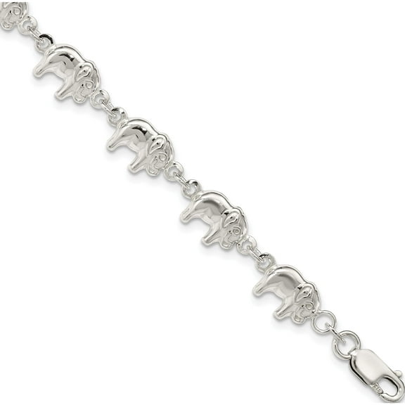 Sterling Silver Elephant Bracelet (7 X 9) Made In India qg1550-7