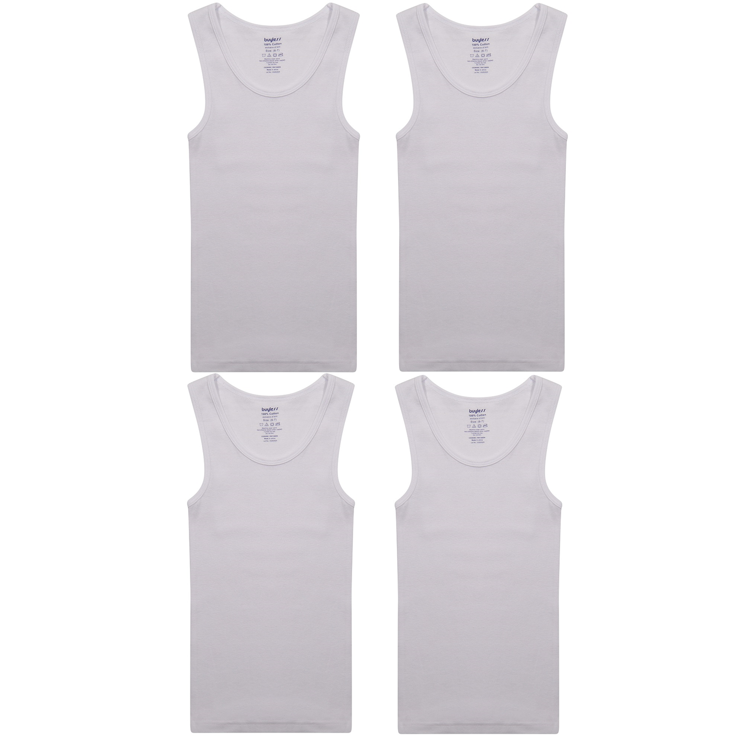 Buyless Fashion Boys Undershirts Tank Top White Soft Cotton Pack of 4