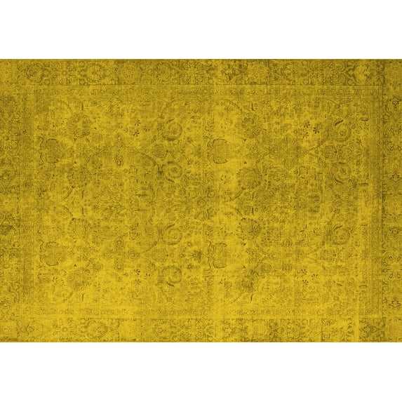 Ahgly Company Indoor Rectangle Oriental Yellow Industrial Area Rugs, 2' x 5'
