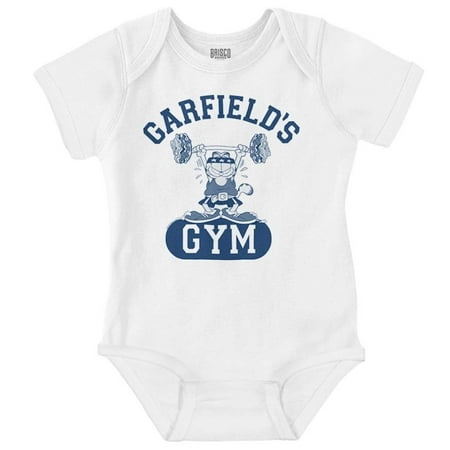 

Funny Retro Cartoon Garfield s Gym Romper Boys or Girls Infant Baby Brisco Brands 18M