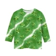 thumbnail image 4 of Tauxra Chandail de la Saint-Patrick pour Adultes, T-Shirt à Manches 3/4 Imprimé Col Rond, T-Shirt Graphique Trèfle Décontracté à Manches Longues pour Activités Festives, 4 of 6