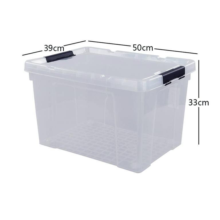 50 Quart Clear Plastic Storage Bins with Lids and Wheels, Clear
