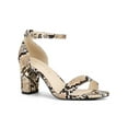 thumbnail image 1 of BLISSFUL STEP Women's Snake Printed Block Heel Ankle Strap Sandals Khaki Snake 6, 1 of 8