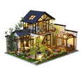 thumbnail image 1 of Villa Casita Muñecas Con Piscina Muebles Led Miniatura, 1 of 5
