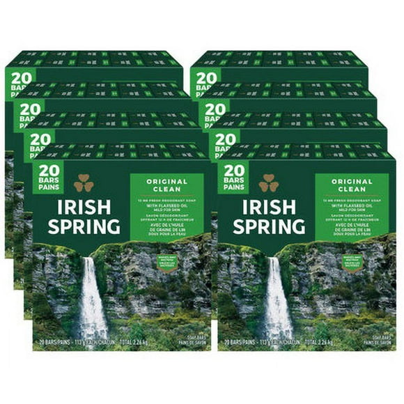 Irish Spring Savon Déodorant 113 g Fraîcheur, Lot de 20 -(8/caisse)
