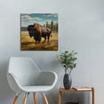 thumbnail image 3 of COMIO Brown Bison Running, Wildlife Artistic Wall Art, Framed Canvas Print, Wildlife Wall Hang, Wildlife Art Print, Brown Bison Wall Art, Watercolor, Art, 3 of 5