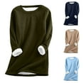 thumbnail image 5 of Atogsazn Women's Winter Warm Sherpa Lined Fleece Crewneck Sweatshirt Pullover Casual Tunic Tops Army Green L on Clearance, 5 of 5