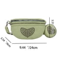 thumbnail image 4 of Bolso de pecho para mujer, riñonera con remaches de amor, bandolera de viaje (verde), 4 of 8