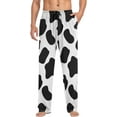 thumbnail image 4 of Men's Pajama Pants with Pockets Sleepwear Lounge Pants Stretch Casual Black White Cow Texture, 4 of 7