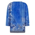 thumbnail image 5 of DondPO Womens Tops Womens 3/4 Sleeve Tops Summer Casual V Neck Tshirt Ladies 2024 Floral Print Daily Tees Tunic Blouses Blouses for Women Oversized Tshirts for Women Blue 2XL, 5 of 5