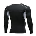 thumbnail image 2 of Men's Long Sleeve Compression Shirts, Stretch Sports Tights Short/Long Sleeves Sports Baselayer T-Shirts Tops, Athletic Workout Shirt, 2 of 5