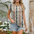 thumbnail image 2 of NAMTYQX Tops for Women Trendy Short Sleeve Fashion Stretch Graphic Loose Fitting Summer Tops for Women 2025 Khaki Size S, 2 of 5