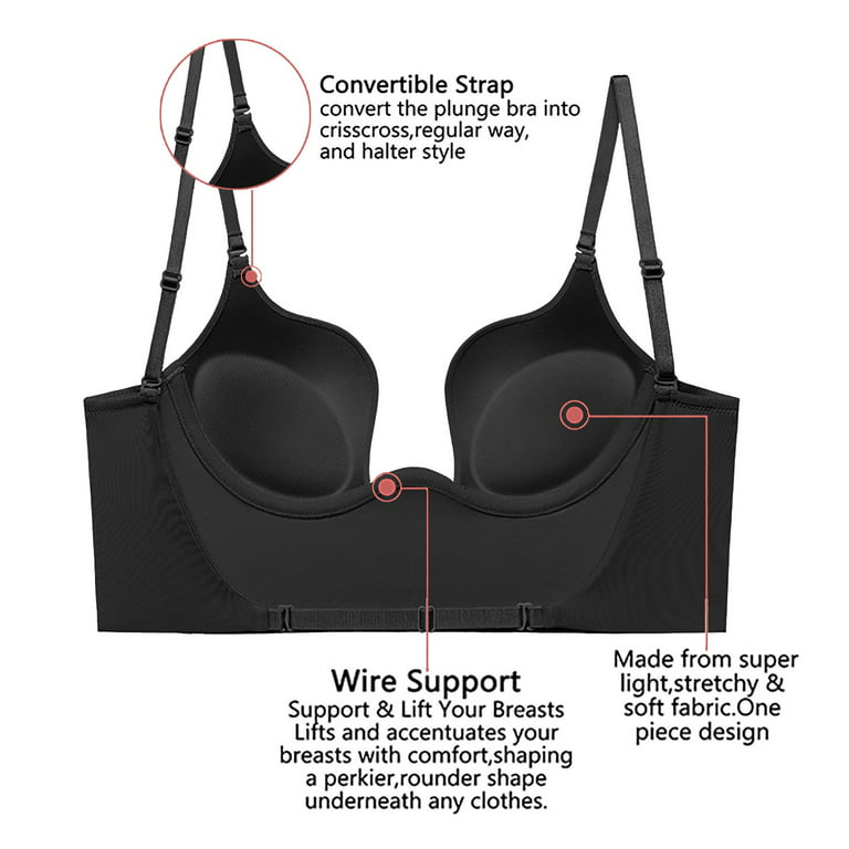 Baqcunre Women's Low Back No Underwire U-Backless Bra Convertible Thin  Straps Seamless Sleeping Bra Womens Clothes Bras for Women Womens Lingeries