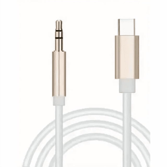 Mr. Gadgets Cable Auxiliar USB-C a Jack 3.5mm Adaptador de Audio 1m Para iPhone 15/16, Android, Galaxy – Color Dorado