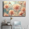 thumbnail image 4 of Mudket Soft Light Peach Flowers Canvas Wall Art, Floral Wall Decor, Framed Ready to Hang Artwork for Living Room Bedroom - 12"L x 8"W, 4 of 10