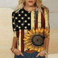 thumbnail image 2 of Women's Plus Size 3/4 Sleeve Tops for Independence Day Fashion American Flag Star Stripes Graphic Tee Shirts Summer Casual Dressy Crewneck T-Shirts Cute Memorial Day Patriotic Tunic Blouses, 2 of 5