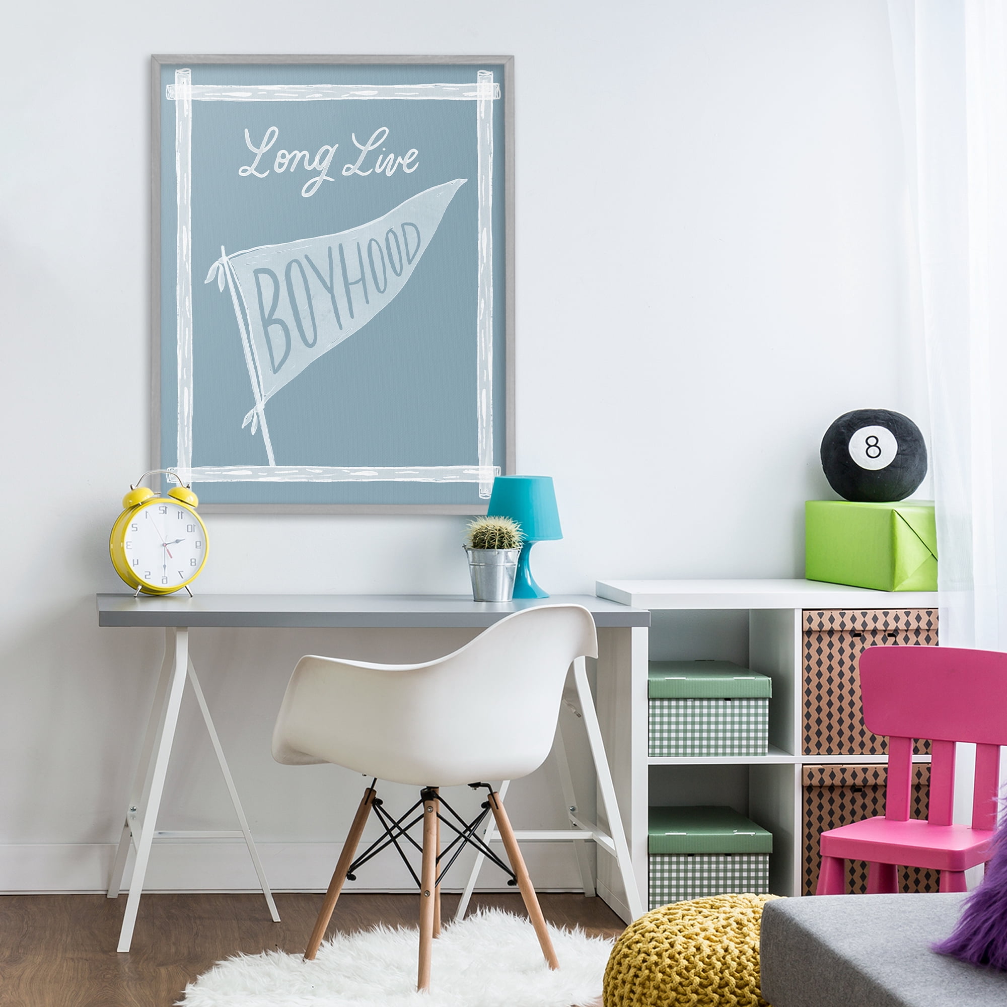 Stupell Industries Long Live Boyhood with Border Gray Framed Giclee Art, design by Cherrywood Lane