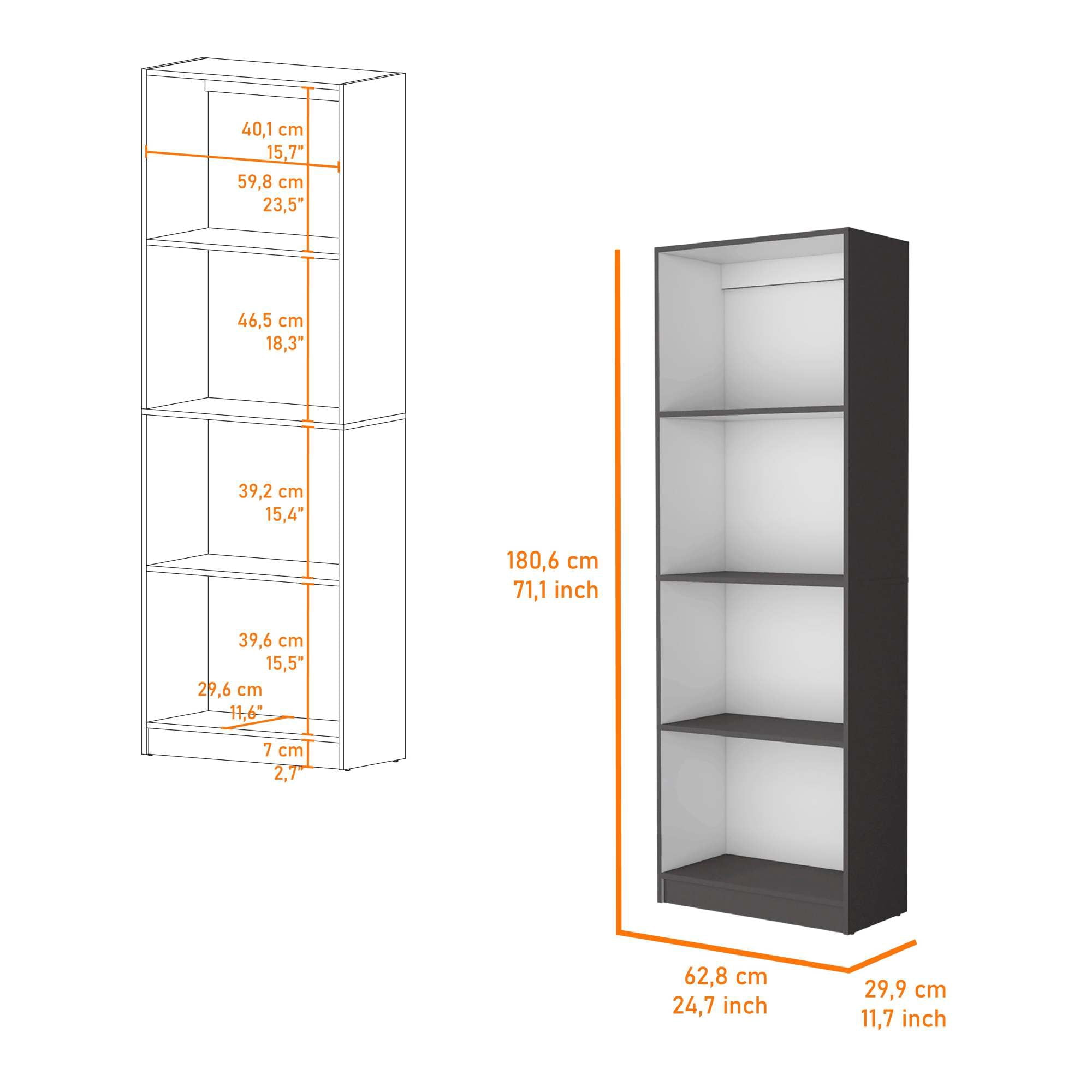 4-Tier Tall Bookcases 71.1" Freestanding Storage Living Shelves Bookcase