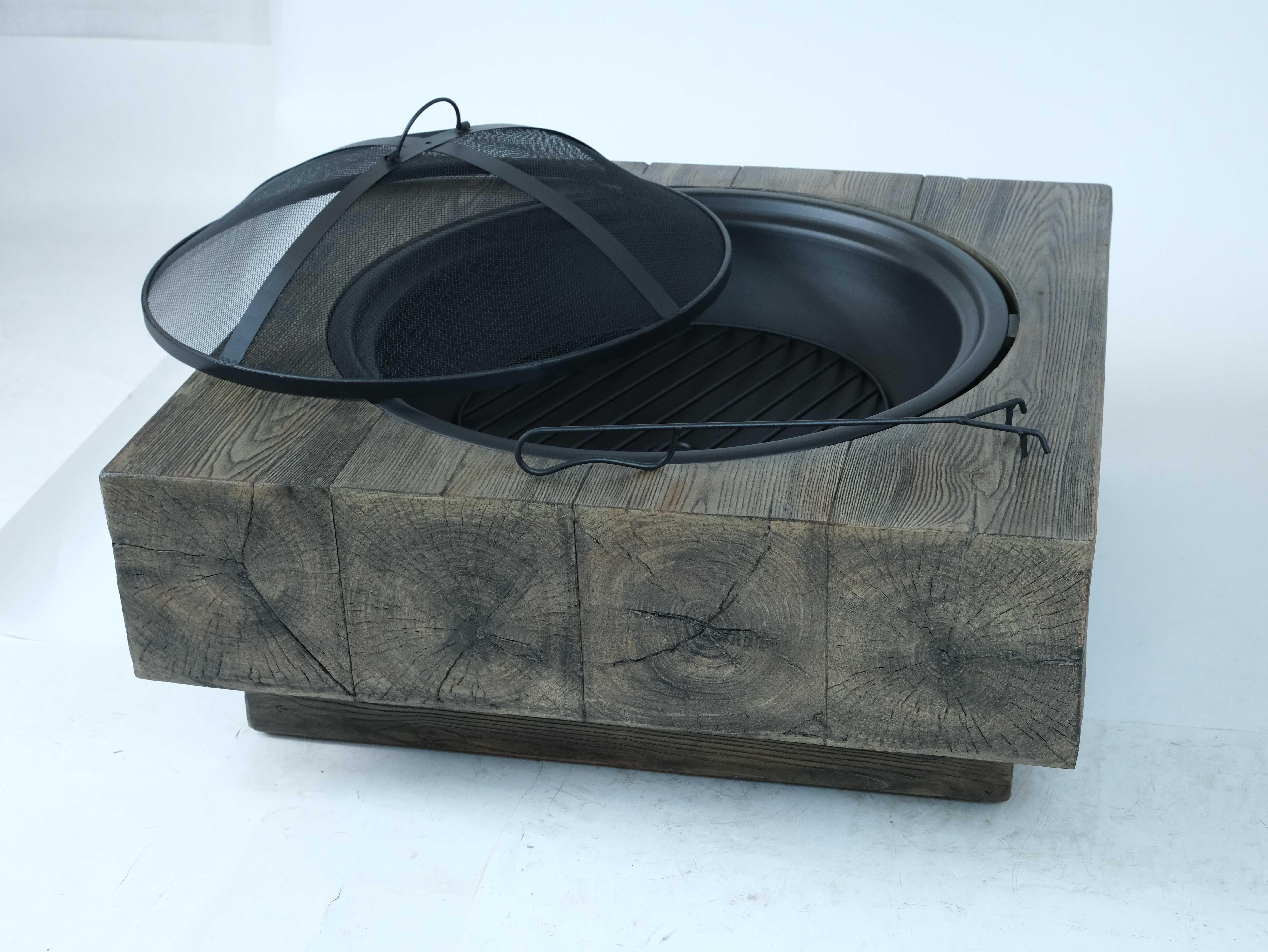 Outdoor Heater Wood-Fueled Outdoor Fire Pit with Wood Grain Design,Patio Heater