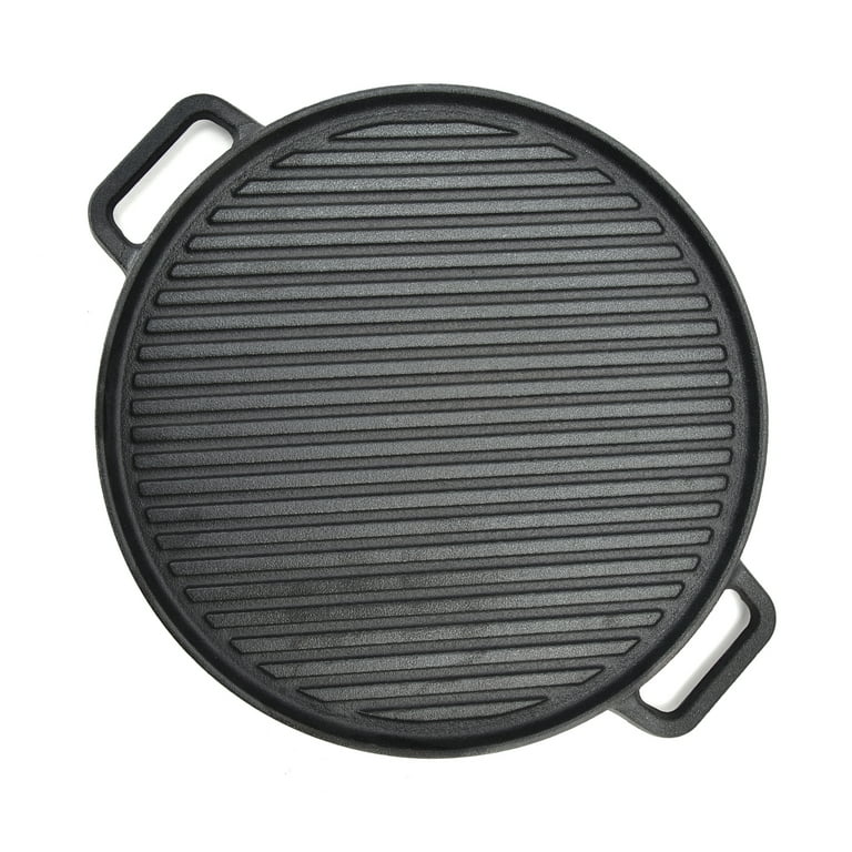CHICIRIS Cooking Pan,Griddle Pan,30cm/11.8in Cast Iron Double Sided Baking  Tray Round Grill Barbecue Pan for Outdoor Home 