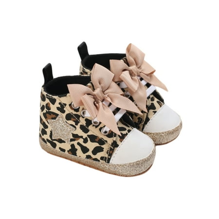 

Baby Infant Ankle High Girls Shoes First Walker Non-Slip Soft Rubber Sole Bowknot Princess Dress Crib