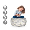 thumbnail image 2 of Floral Storage Toy Bag Chair, Daisies View with Leaves in Greyscale Chamomiles Design, Stuffed Animal Organizer Washable Bag, Large Size, Pale Grey Yellow, by Ambesonne, 2 of 3