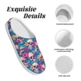 thumbnail image 5 of Rateoe Skull blue leaf Print Women's Men's Cotton Knit Slippers Lightweight Memory Foam Indoor House Shoes with Anti-Skid Sole-35/36, 5 of 7