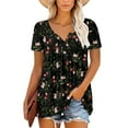 thumbnail image 2 of gakvov Plus Size Tops For Women Casual Dressy Henley V Neck Button Up Tunic Tops Flowy Short Sleeve T-Shirts Blouse For Leggings, 2 of 8