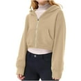 thumbnail image 7 of BLVB Girls Zip up Cropped Hoodies Teen Casual Long Sleeve Full-Zip Sweatshirts Jackets with Pockets 5-14 Years, 7 of 7