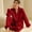 Wine, variant on Sleepwear for Women Fashion Solid Color Comfortable Silk Pajamas Leisure Collared Long Sleeve Sleepwear Womens Summer Pajamas