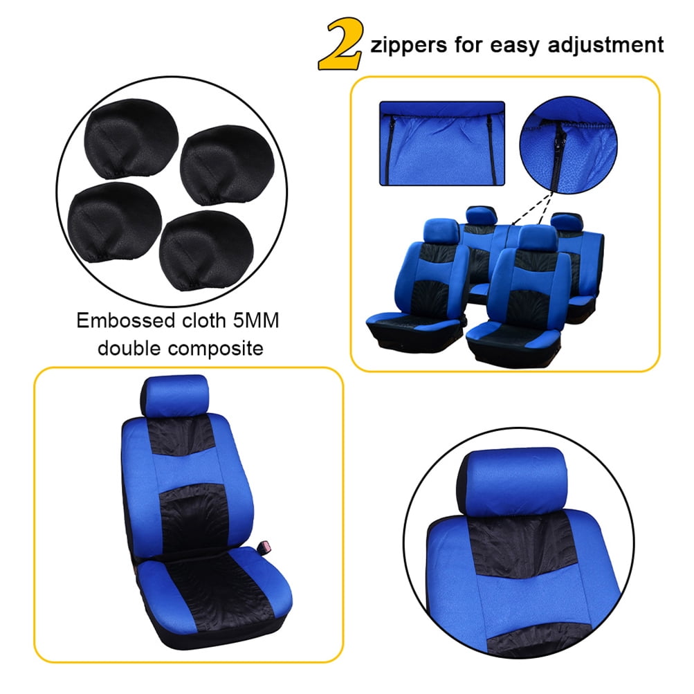 100% Breathable Embossed Cloth Stretchy Auto Cover Durable Car Seat Cover for Most Cars Black ECCPP Universal Car Seat Cover w/Headrest Covers