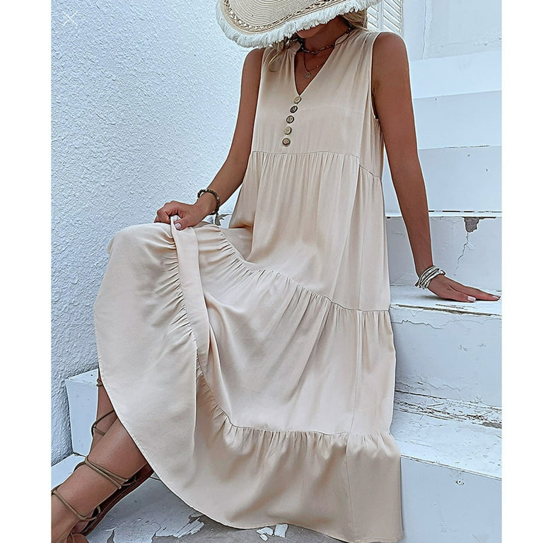 Aueoeo Midi Dresses for Women Casual, Women's Summer Casual Tank