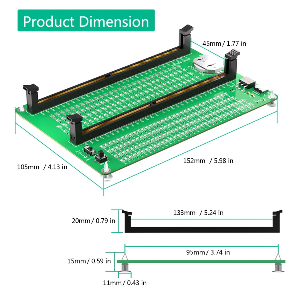JZROCKER Memory Tester Memory Diagnostic Analyzers Desktop DDR5 RDIMM/UDIMM Tester Card Board for Desktop Servers Computers