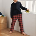thumbnail image 5 of Xecao Red Black Plaid Print Teenagers' Pajama Pants Long Sleep Pants Soft Elastic Waist Pajama Bottoms Elastic waist with 2 Pockets 5-16 Years-Small, 5 of 6
