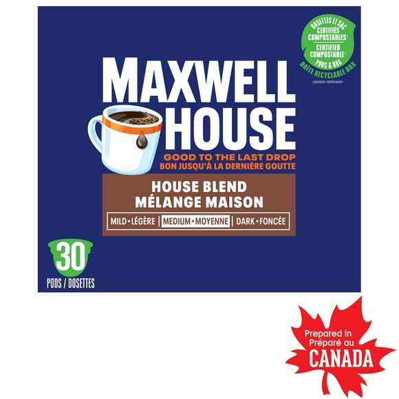 Maxwell House House Blend Coffee Certified Compostable K-Cup® Coffee Pods, 30 Pods, Medium, 292g