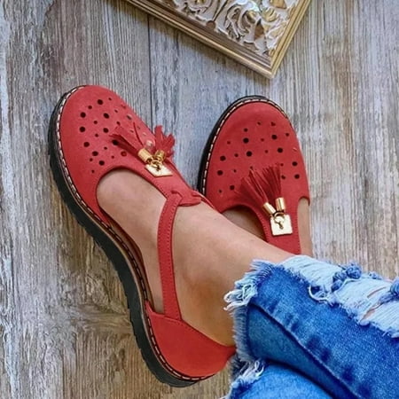 

HIBRO Women s Ladies Fashion Casual Platform Fringe Tassel Hollow Out Sandals Shoes