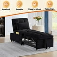 thumbnail image 3 of Tabaray Modern 4 in 1 Sofa Bed, Velvet Convertible Single Sofa Chair, Adjustable Back w Pillow, Storage Pocket, Convertible Home Theater Recliner for Living Room, Bedroom Small Space, Apartment Black, 3 of 6