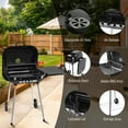 thumbnail image 3 of QXDRAGON 28" Square Steel Charcoal Grill with Foldable Side Shelf, Black, 3 of 9