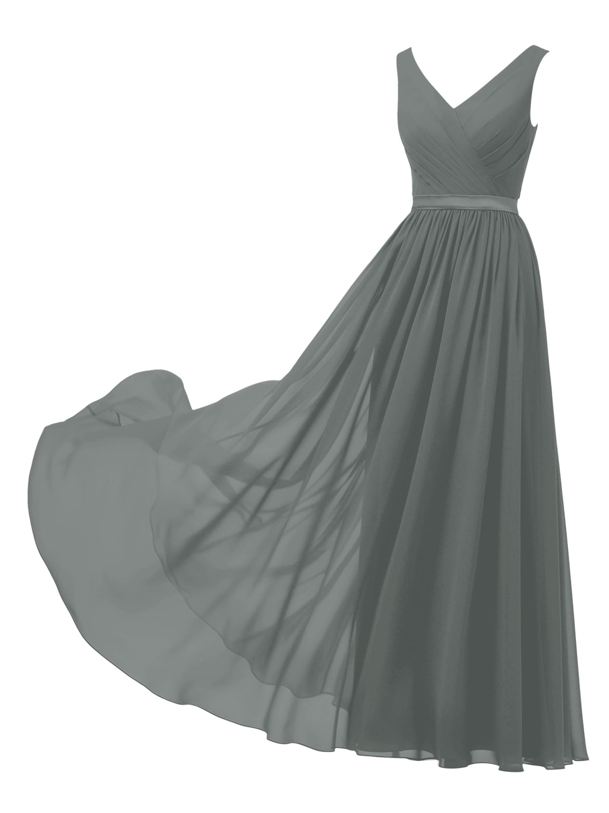 Alicepub V-Neck Chiffon Bridesmaid Dress Long Formal Gown Party Evening Dress Sleeveless Regency US6 