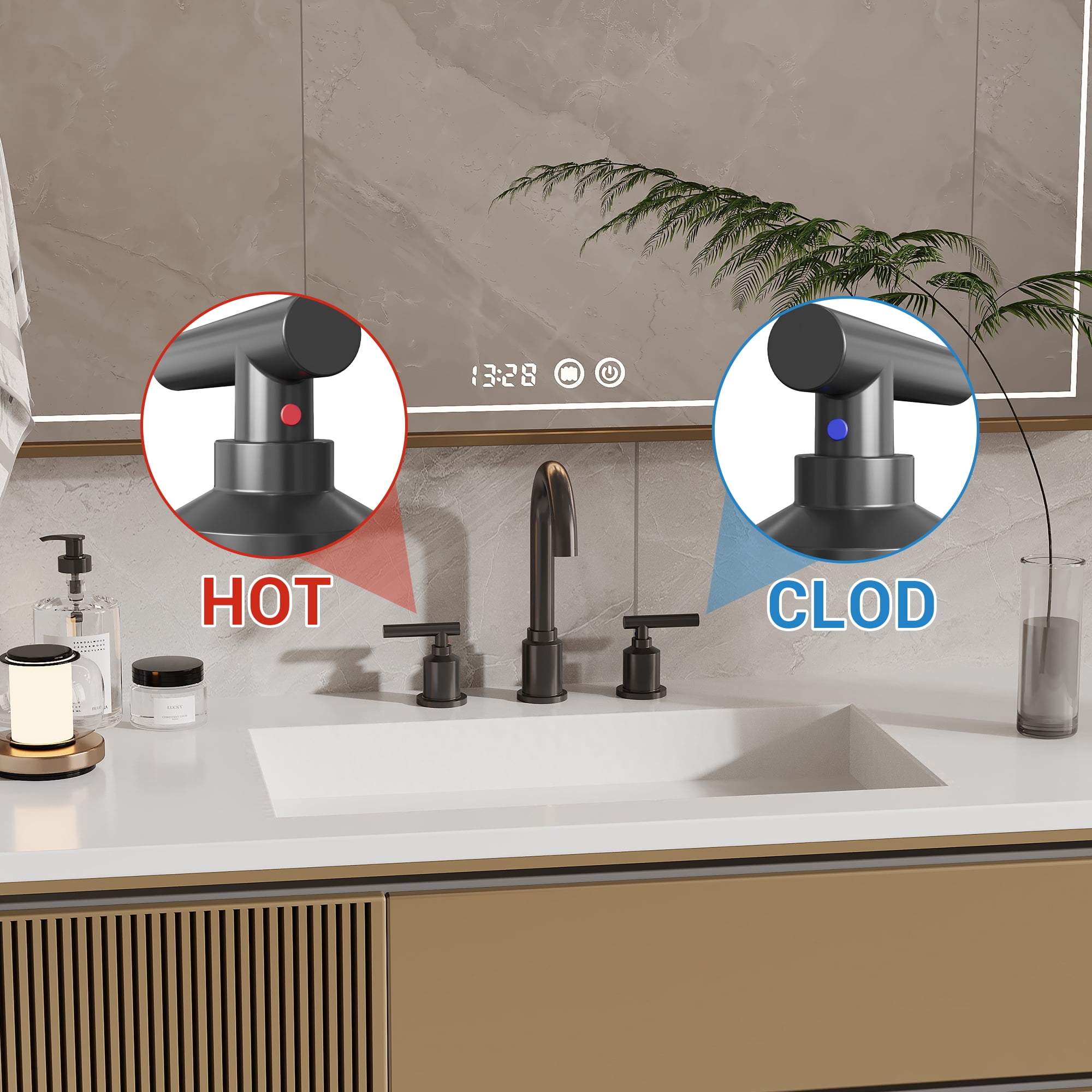 8 Inch Widespread Bathroom Faucet - Brushed Nickel Finish with Drain Assembly, black