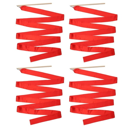 Etereauty Ribbon Dance Streamers Ribbons Dancing Rhythmic Streamer Twirling Wand Gymnastics Rainbow Worship Artistic Stick Silk