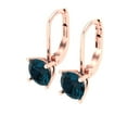 thumbnail image 2 of 1 ct Lever-Back Drop Dangle Earrings for Women | 5.0mm Round Cut Natural London Blue Topaz | 18K Rose Gold, 2 of 5
