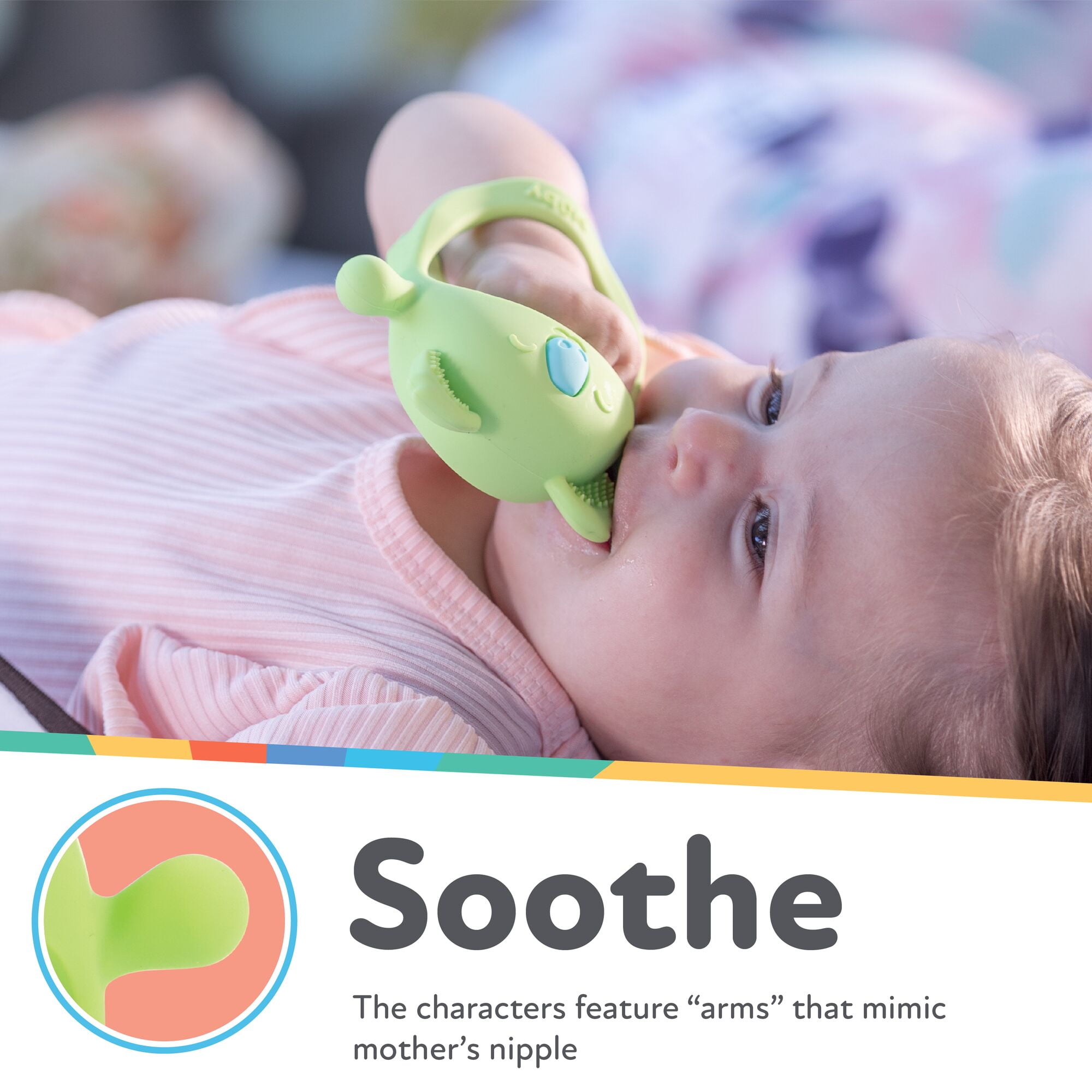 Nuby Mini Wrist Grip Silicone Teething Mitten for Babies, Koala