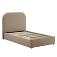 thumbnail image 3 of Platform Bed Frame, Twin Size, Taupe Gray, Velvet, Bedroom, Modern Contemporary Boutique HB36800, 3 of 9