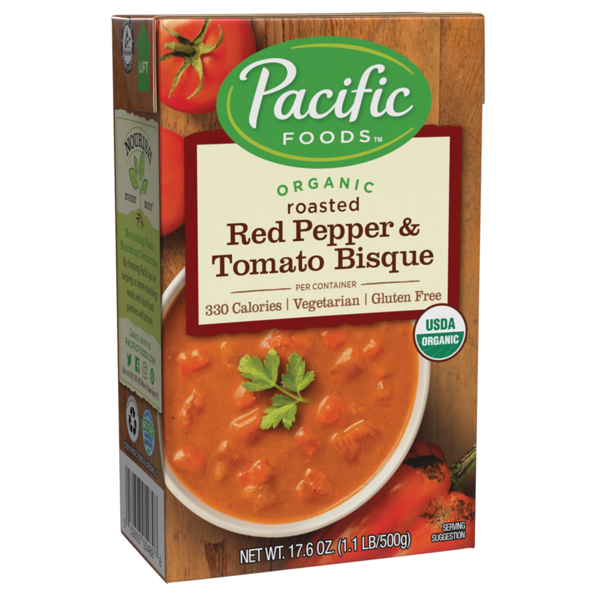 Pacific Foods Organic Roasted Red Pepper & Tomato Bisque, 17.6oz