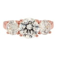 thumbnail image 5 of 3.25 ct Brilliant Round Cut Real Genuine Natural Diamond VS1-VS2 G-H 18K Rose Gold Three-Stone Promise Wedding Statement Engagement Designer Ring W/ Crystal side stones size 7.5, 5 of 7
