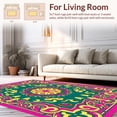 thumbnail image 2 of ODIKA 6'x9' Machine Washable Non-Slip Area Rug, Sunburst Medallion with Abstract Botanical Flourishes High Traffic Rug with Pad, Pink, 490785, 2 of 8